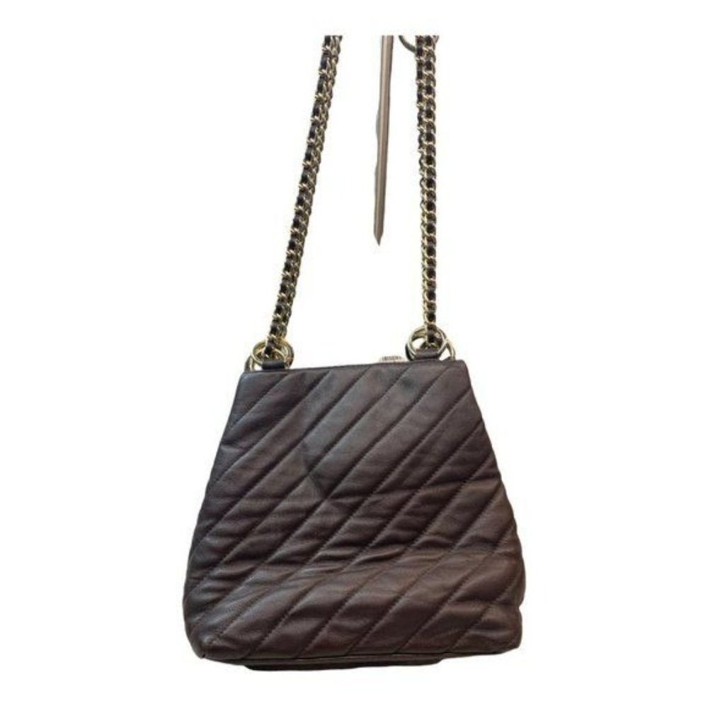 Giani Bernini Brown Quilted Pattern Leather with Gold Chain Dual Handles‎ Purse